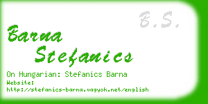 barna stefanics business card